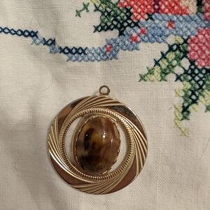 Gold and Brown Swirl Pendant Necklace